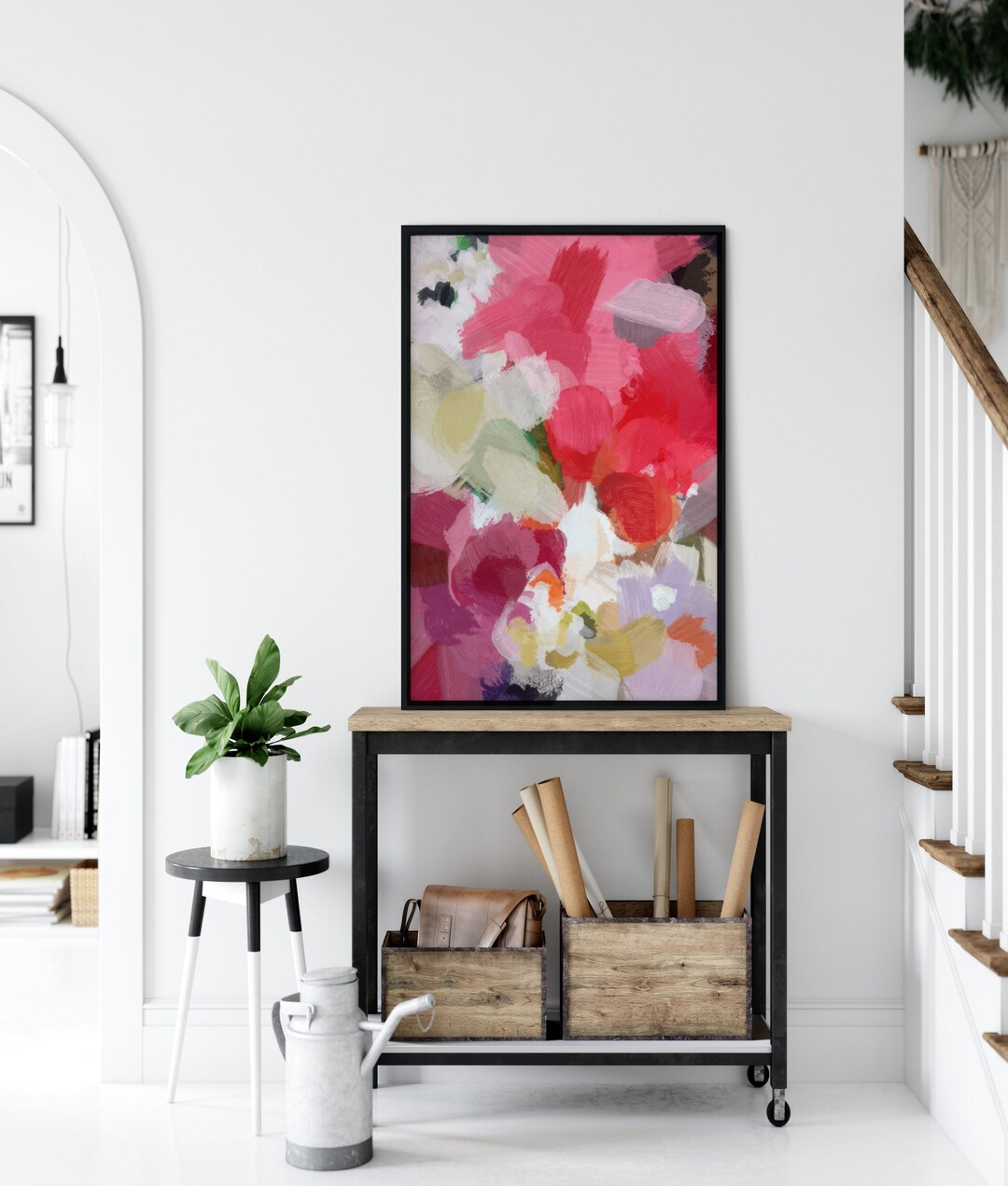 Living Room Wall Art, Abstract Art, Red Abstract Wall Art, Large Wall Art, Red Painting, Large ...