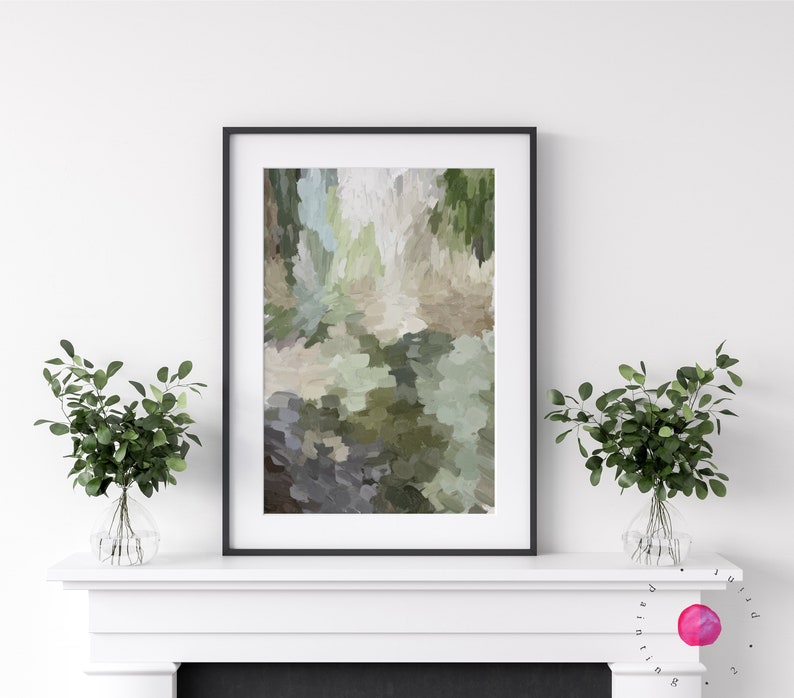 Art Print Green and Beige Wall Art Forest Green Wall Art - Etsy