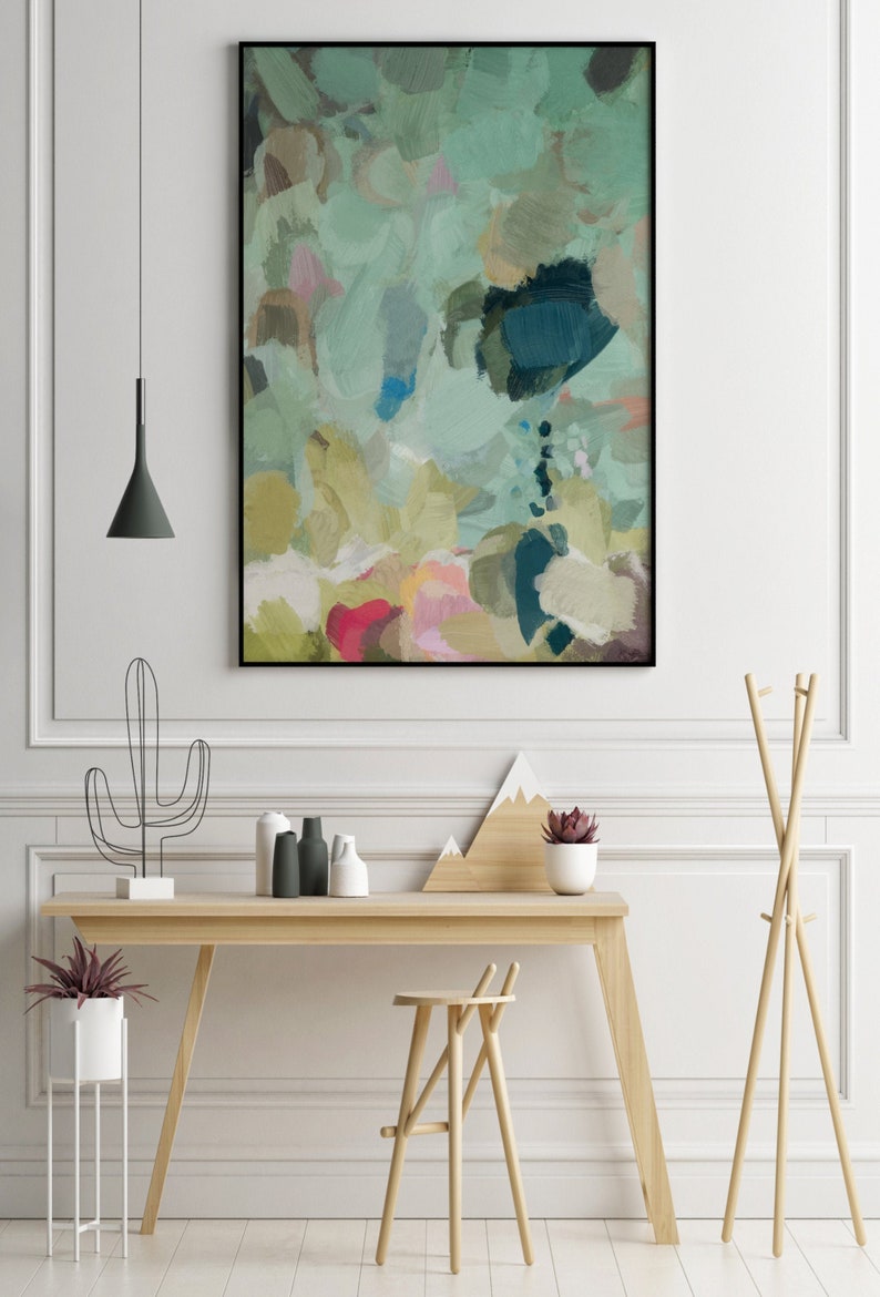 Mint Green Wall Art Green Abstract Painting Large Wall Art Etsy