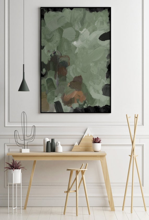 Black and Green Large Wall Art Forest Green Wall Art Olive Etsy
