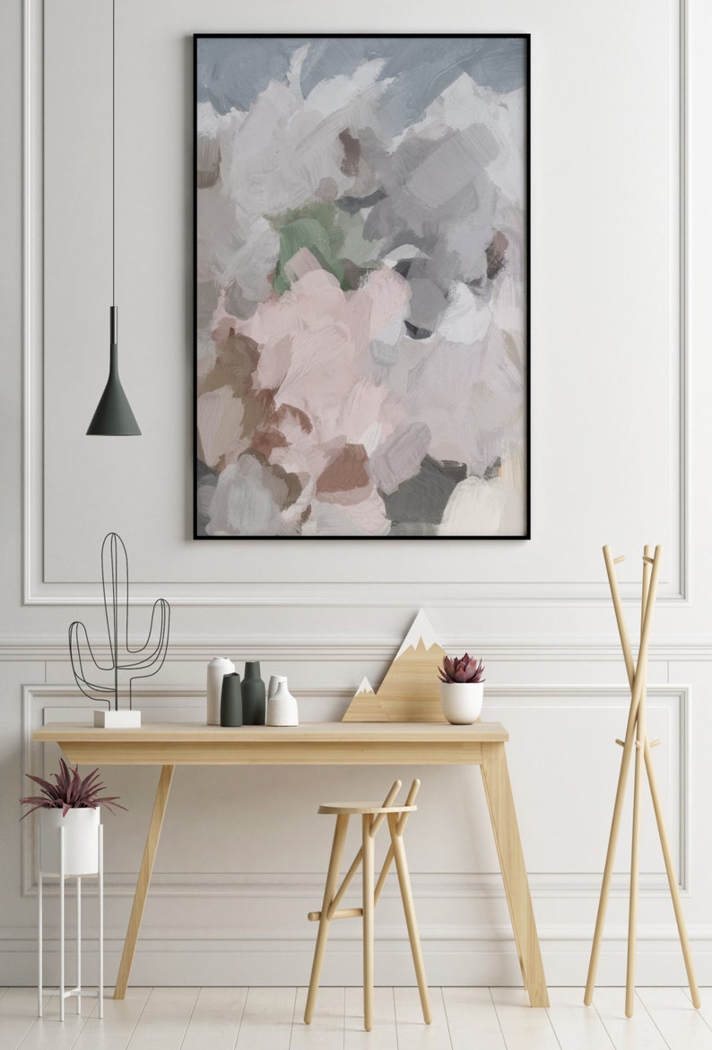Pink Gray Abstract Art Large Wall Art Pink Grey Wall Art Etsy