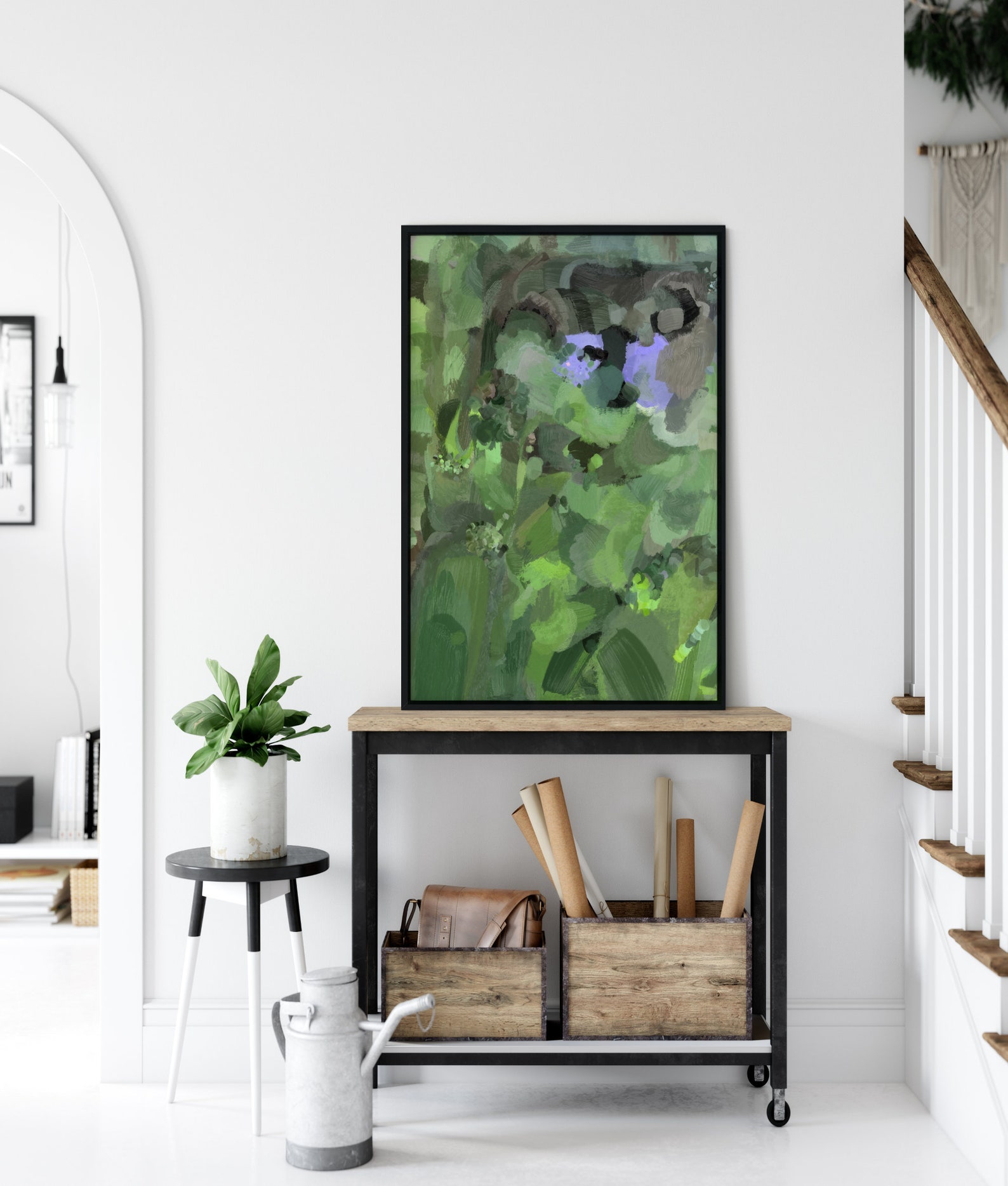 Green Abstract Wall Art, Abstract Art, Green Abstract Painting, Large