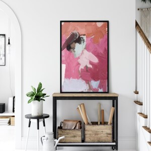 Large Wall Art, Blush Pink Wall Art, Coral Pink Abstract Art, Brush Strokes, Modern Art Print, Abstract Painting Living Room Wall Art Giclee