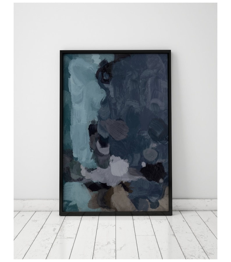 Navy Blue Teal Wall Art, Large Wall Art, Abstract Art, Abstract ...