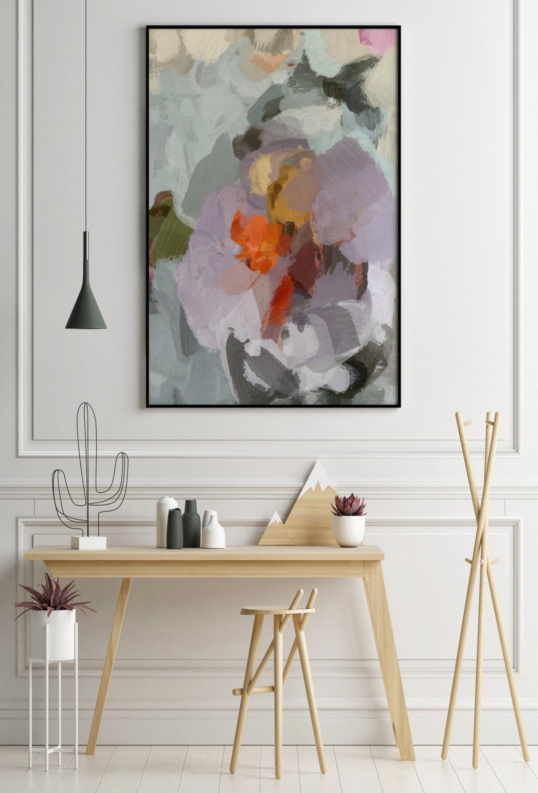 Orange and Grey Wall Art, Abstract Painting, Contemporary Wall Art