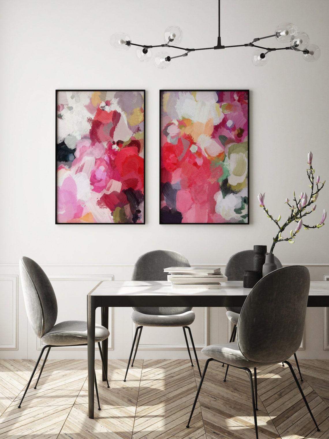 Set of 2 Wall Art, Oversized Wall Art, Large Wall Art, Abstract Art Set