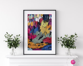 Colorful Abstract Giclee Print: Modern Boho Wall Art
