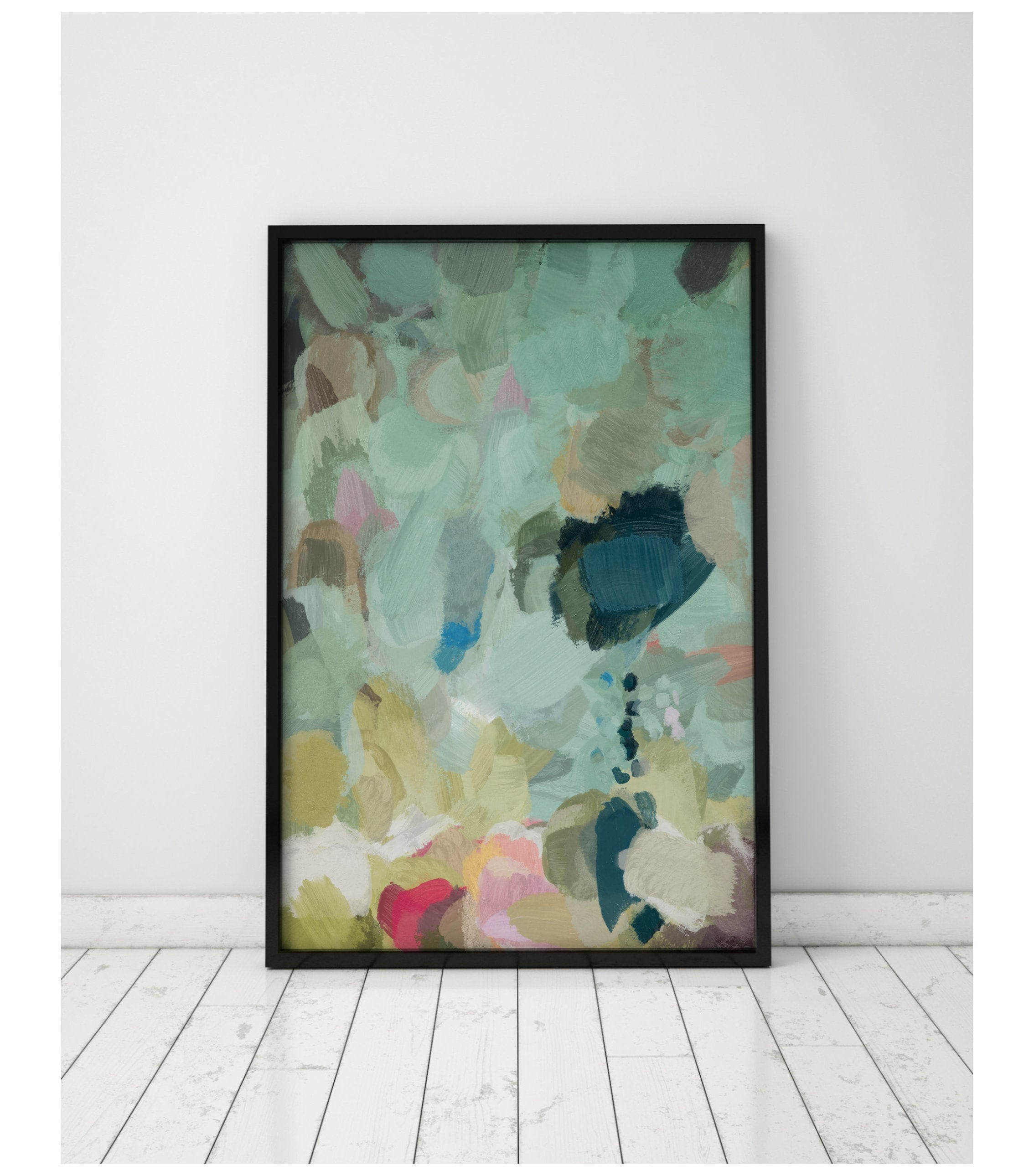 Mint Green Wall Art Green Abstract Painting Large Wall Art Etsy