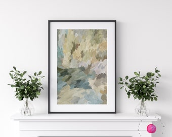 Large Abstract Wall Art: Neutral Beige Gray Teal Giclée Print