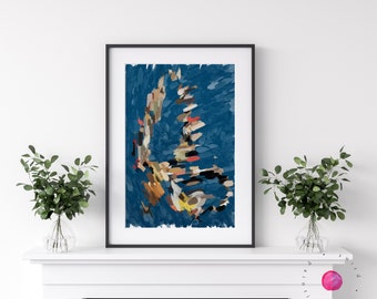 Blue Abstract Giclée Print: Indigo Multicolor Wall Art
