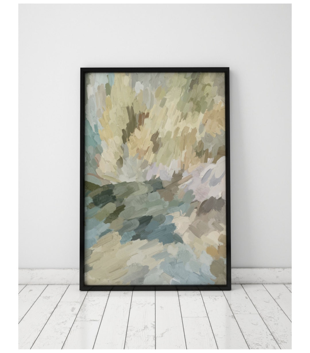 Abstract Landscape Art Print: Neutral Beige Gray Teal Wall Decor - Etsy
