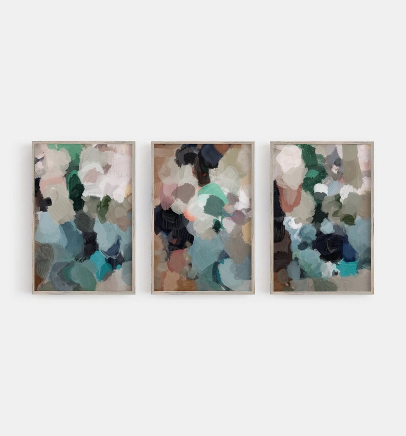 Extra Large Abstract Art, Set of 4 Wall Art, 72x48 Art, Teal Abstract