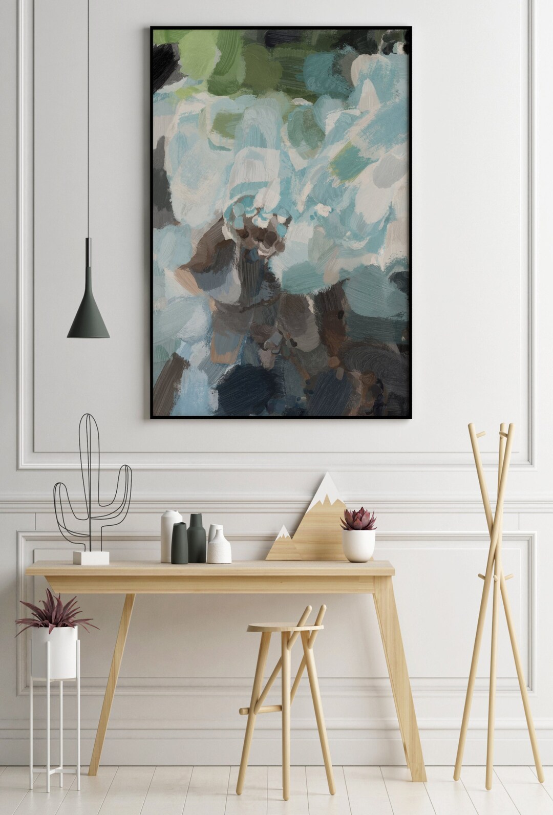 Large Wall Art Teal and Brown Wall Art Large Abstract Etsy