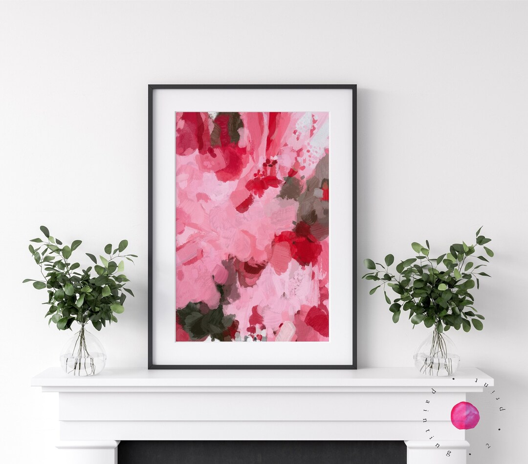 Modern Wall Art, Pink and Red Wall Art, Large Wall Art, Abstract Wall