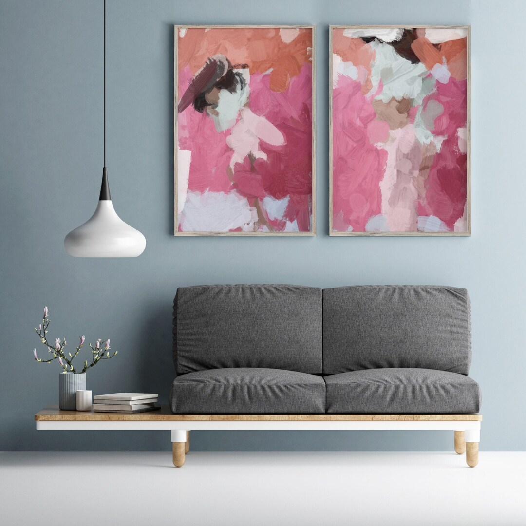 Modern Abstract Art Set of 2 Wall Art, Large Wall Art, Abstract ...