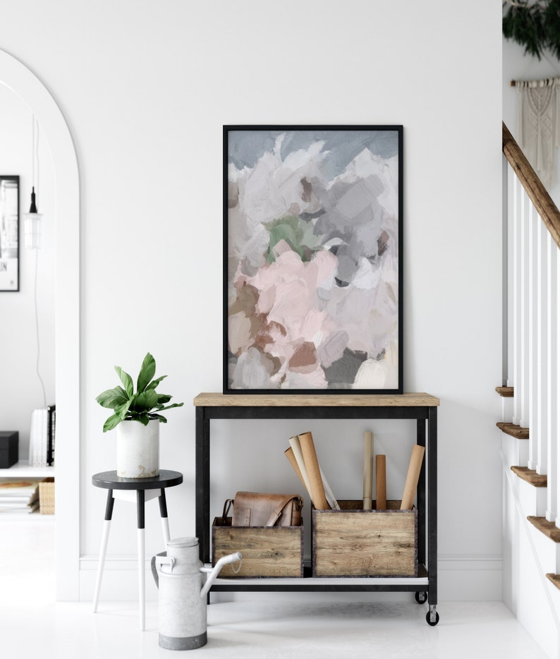 Pink Gray Abstract Art Large Wall Art Pink Grey Wall Art Etsy