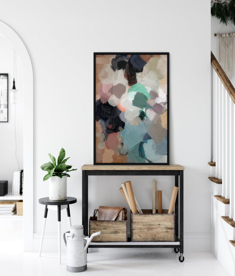 Abstract Art Modern Art Set of 3 Wall Art Teal Abstract Wall | Etsy
