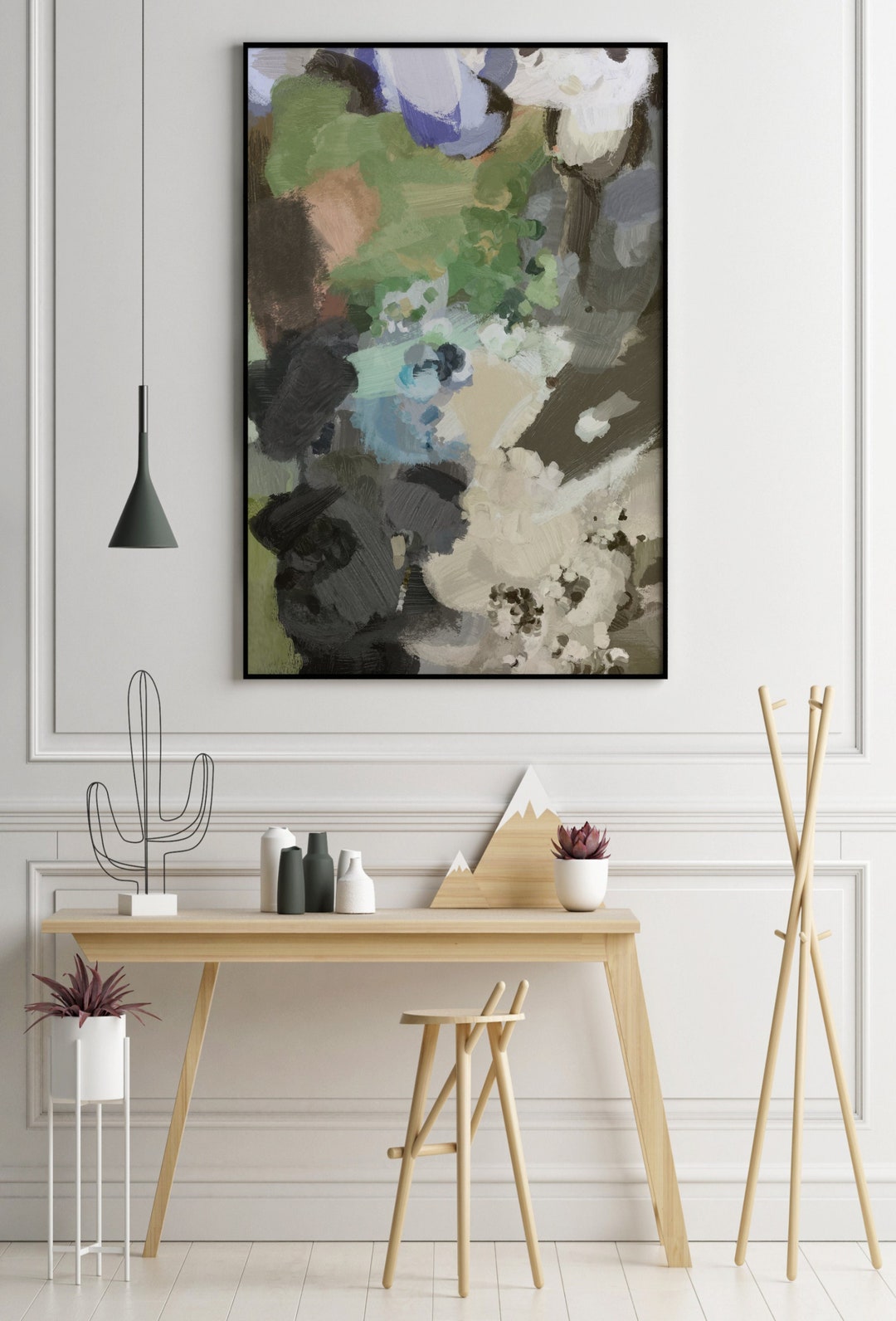 Large Green Abstract Art Print: Modern Wall Decor - Etsy