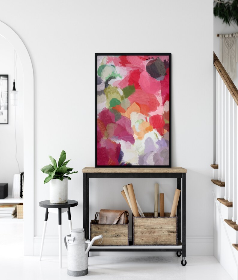 Large Wall Art, Red Green Wall Art, Abstract Art, Abstract Painting