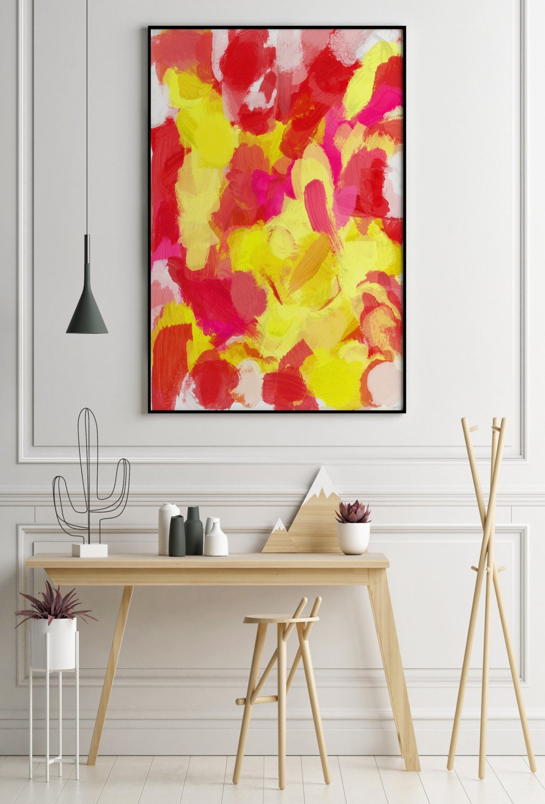 Modern Wall Art Yellow and Red Wall Art Large Abstract Painting ...