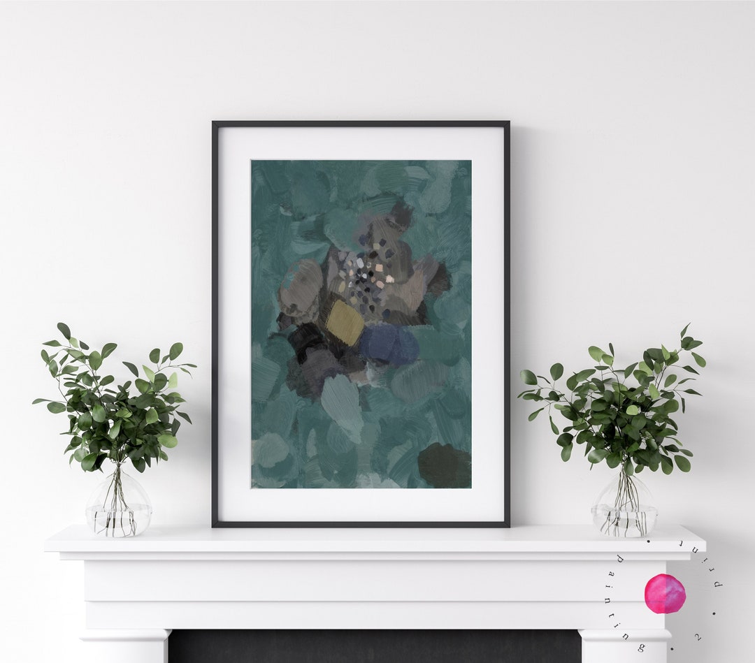 Emerald Green Abstract Art Print: Modern Giclée Wall Decor - Etsy