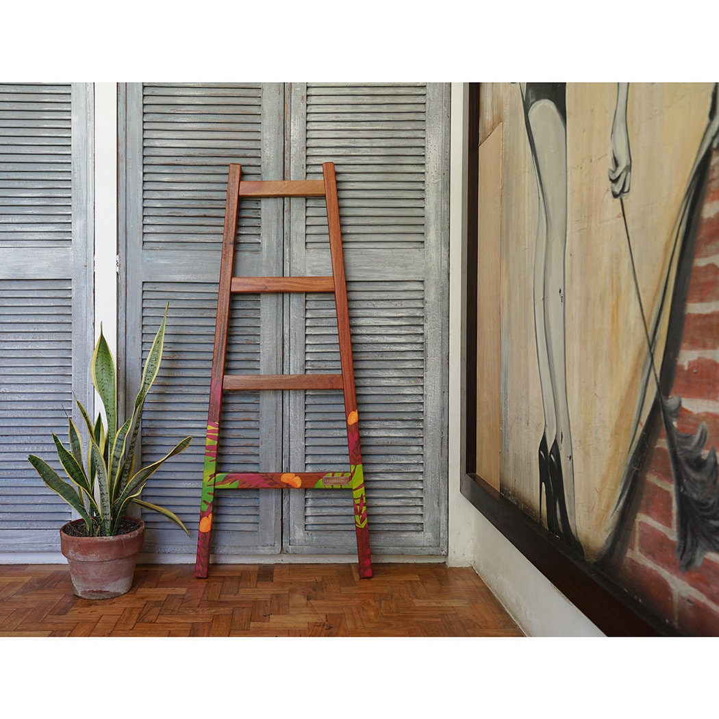 Handpainted Decorative Wooden Ladder Mahogany Ladder | Etsy