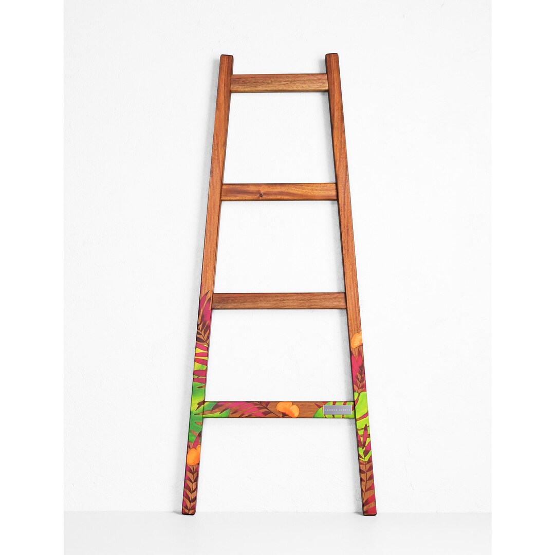 Handpainted Decorative Wooden Ladder Mahogany Ladder Etsy