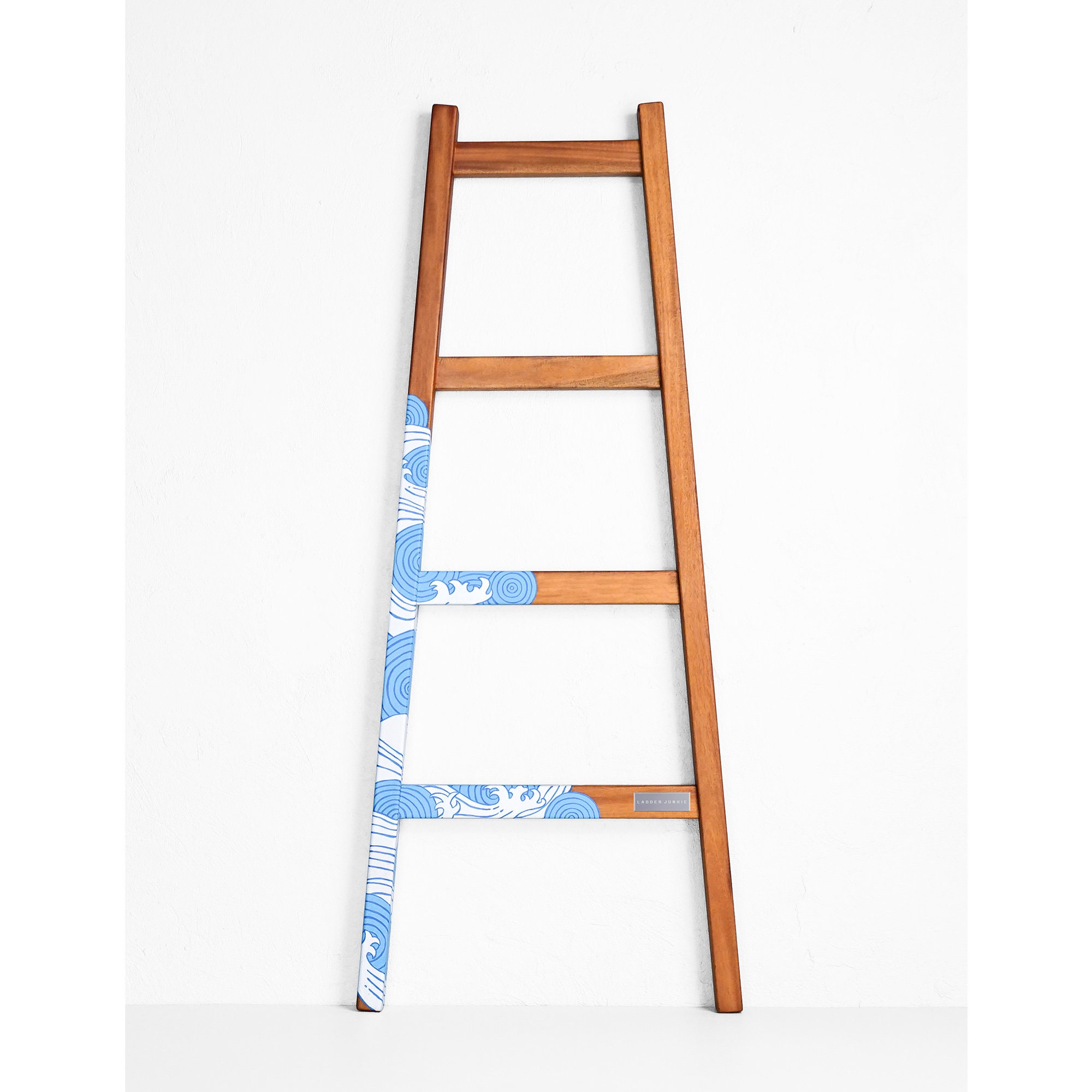 Handpainted Decorative Wooden Ladder, Mahogany, Ladder Shelves, Blanket