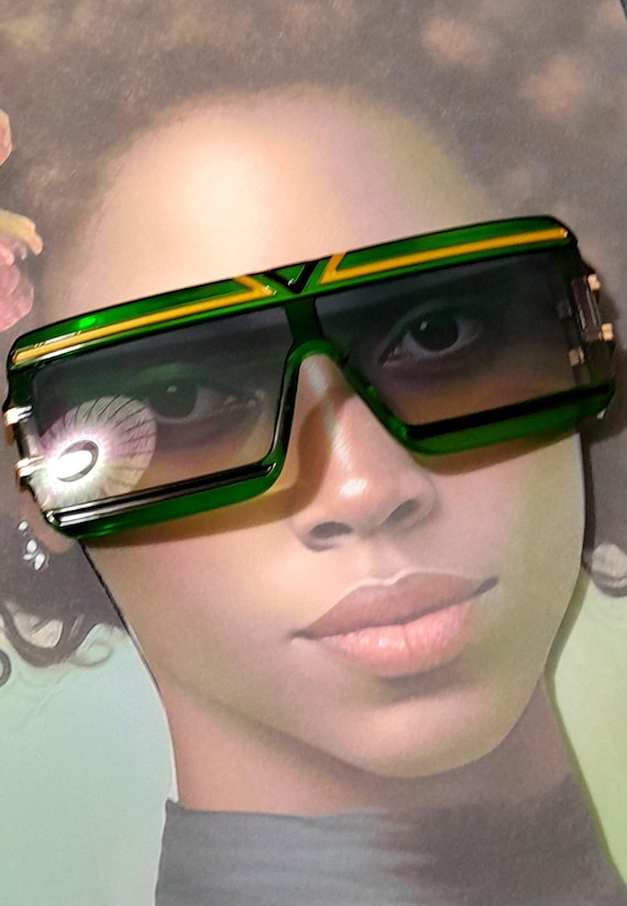 green rectangle  gradient  oversized sunglasses w… - image 5