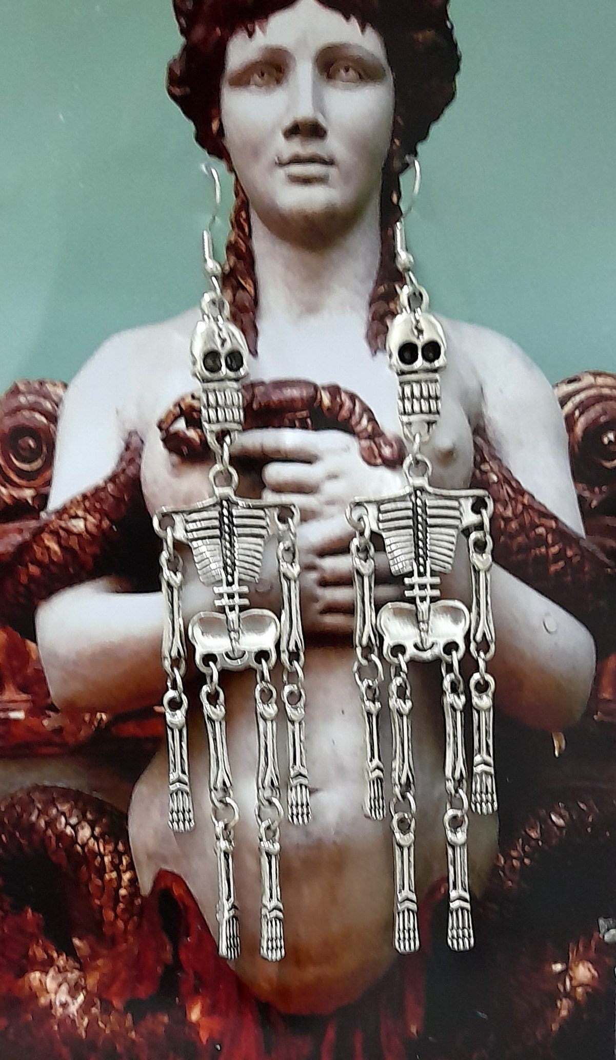Orecchini A Teschio Per Halloween, Gioielli Fantasma E Strega In Lega, Lunghi 10.5 Cm, Accessorio Horror Per Donne E Ragazze, Regalo Per Feste A Tema