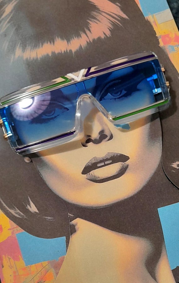 Blue rectangle  gradient  oversized sunglasses wi… - image 3