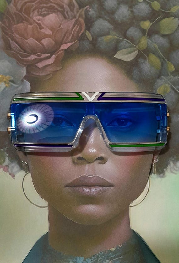 Blue rectangle  gradient  oversized sunglasses wi… - image 6