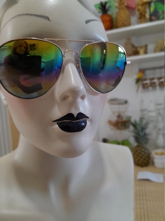 Rainbow aviator  mirror frame sunglasses retro la… - image 8