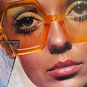 Chic peach light orange hexangonal amber summer festival super classy sunglasses ombre duo tinted lenses flattering shape charlies angels
