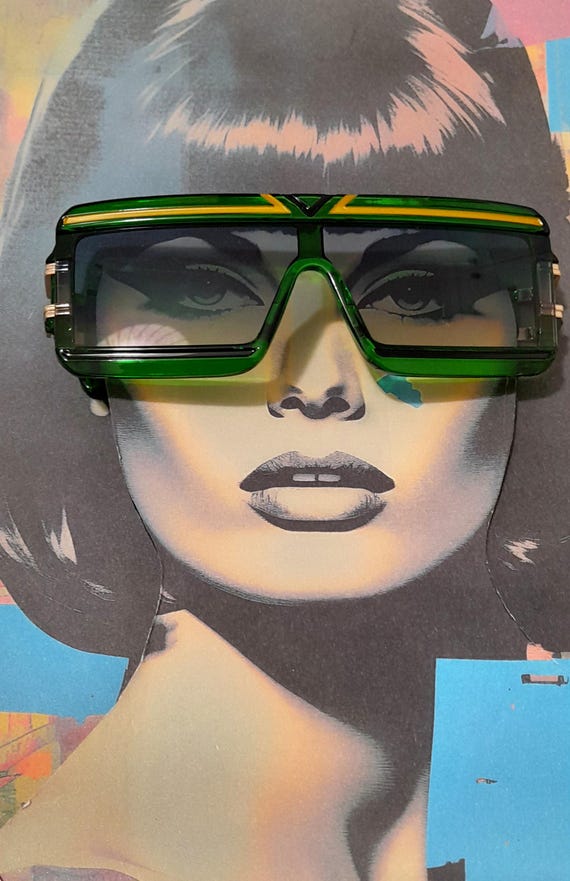 green rectangle  gradient  oversized sunglasses w… - image 3