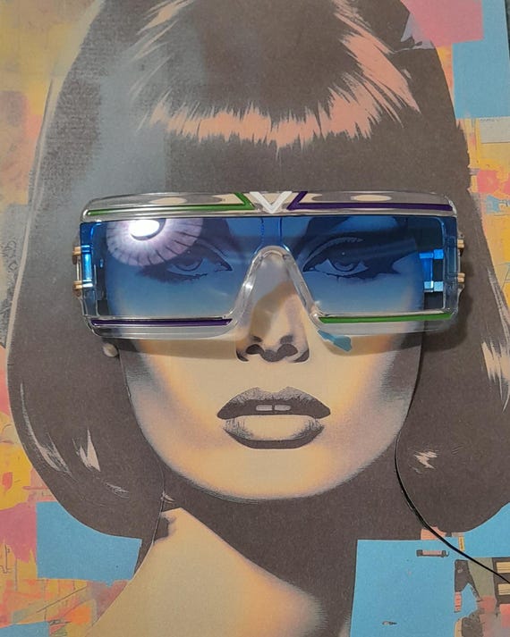 Blue rectangle  gradient  oversized sunglasses wi… - image 2