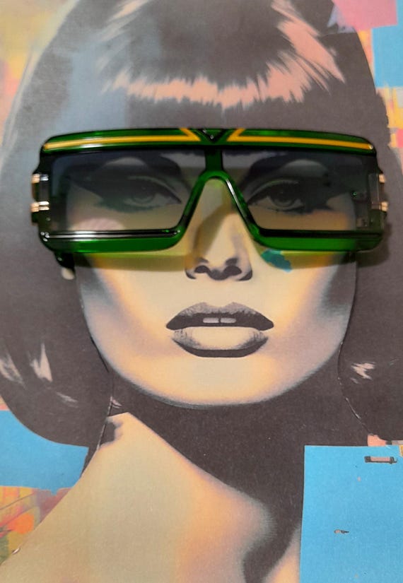 green rectangle  gradient  oversized sunglasses w… - image 4
