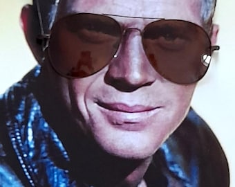 Óculos de sol estilo aviador clássico, estiloso, retrô chique, anos 70, lentes marrons coloridas, formato lisonjeiro, armação de metal Charlies