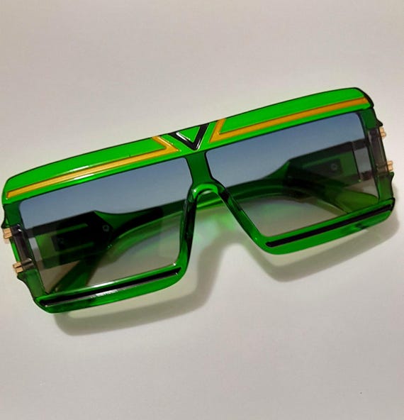 green rectangle  gradient  oversized sunglasses w… - image 8