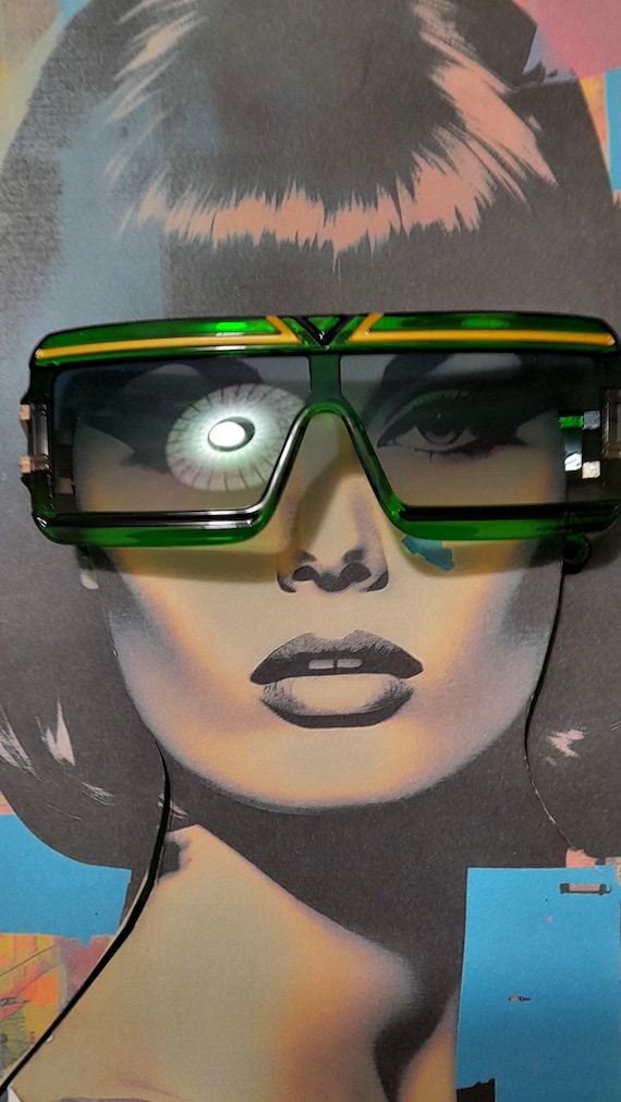 green rectangle  gradient  oversized sunglasses w… - image 1