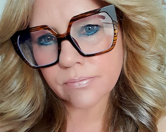 Gestreifte braune klare Gläser 70s fashion Sonnenbrillen 50s americano pop 80s ibiza ibiza 50s 50s 50s 50s 50s 50s retro oversized 60s beach retro nobless