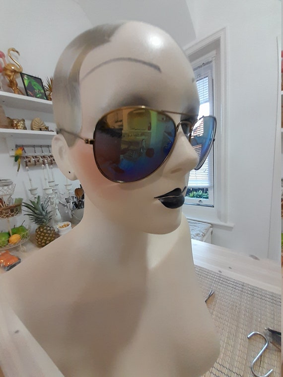 Mirror rainbow aviator frame sunglasses retro lar… - image 5