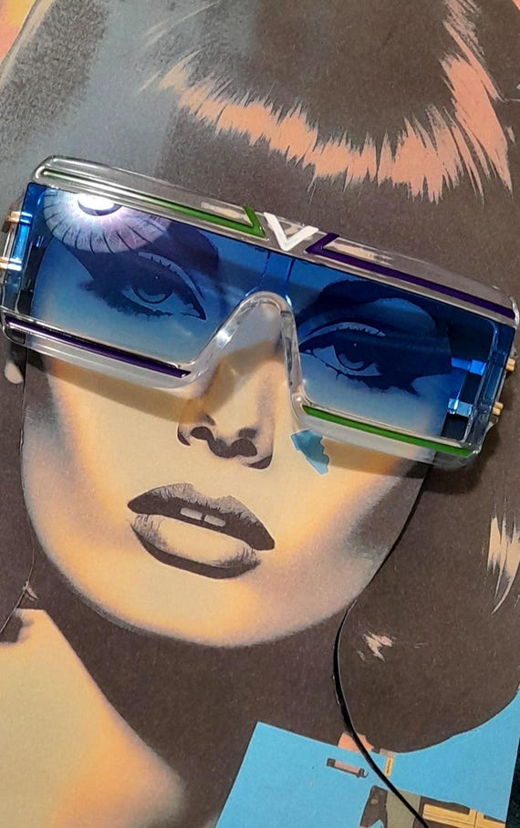 Blue rectangle  gradient  oversized sunglasses wi… - image 5