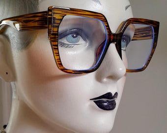 Gestreifte braune klare Gläser 70s fashion Sonnenbrillen 50s americano pop 80s ibiza ibiza 50s 50s 50s 50s 50s 50s retro oversized 60s beach retro nobless