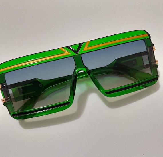 green rectangle  gradient  oversized sunglasses w… - image 10