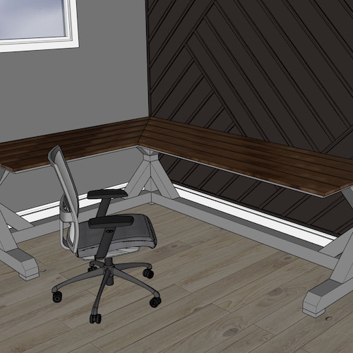 L Shaped Farm House Office Desk Plans Etsy