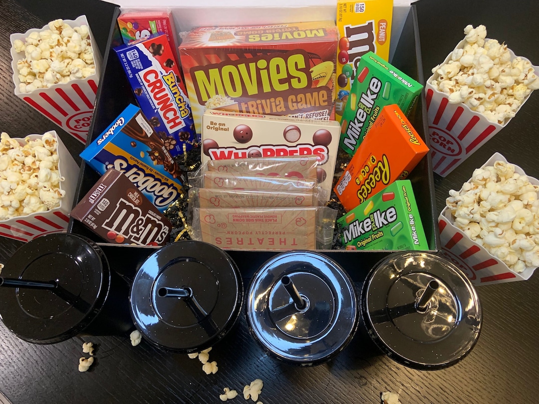 Family Movie Night Gift Box: Popcorn, Candy, Trivia Game - Etsy