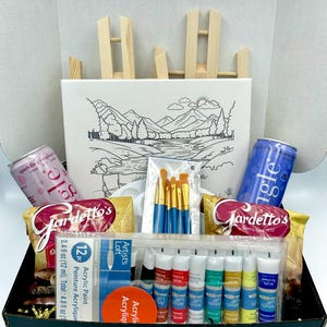 Sip & Paint Deluxe | Date Night In A Box |  Wedding Gift | Home Date Ideas | Gift Box | Anniversary Gift | Couple&#39;s Gift | Housewarming Gift