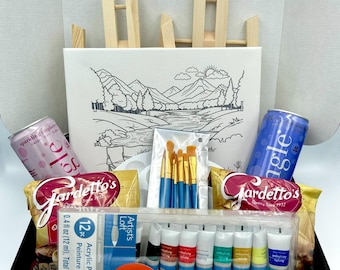 Sip & Paint Date Night Box: Acrylic Painting Kit with Sparkling Cider