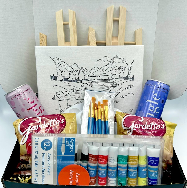 Sip & Paint Date Night Box: Acrylic Painting Kit With Sparkling Cider ...